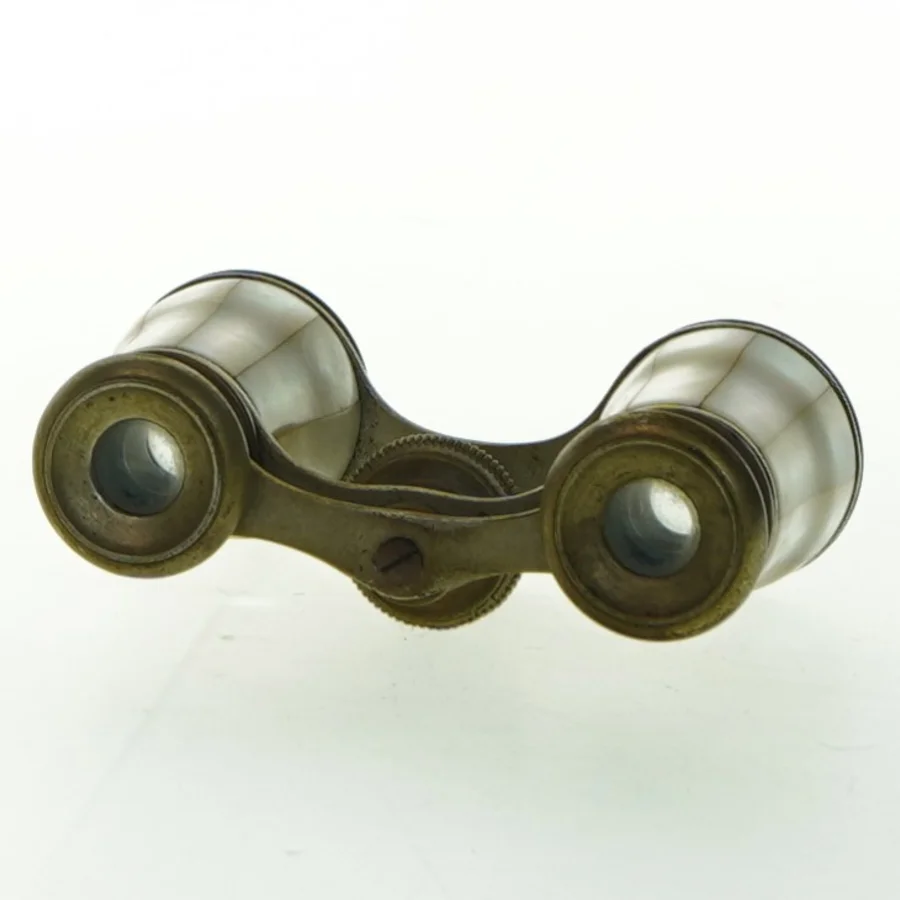 Antik messing/perlemor opera-kikkerter (str. 9 cm)