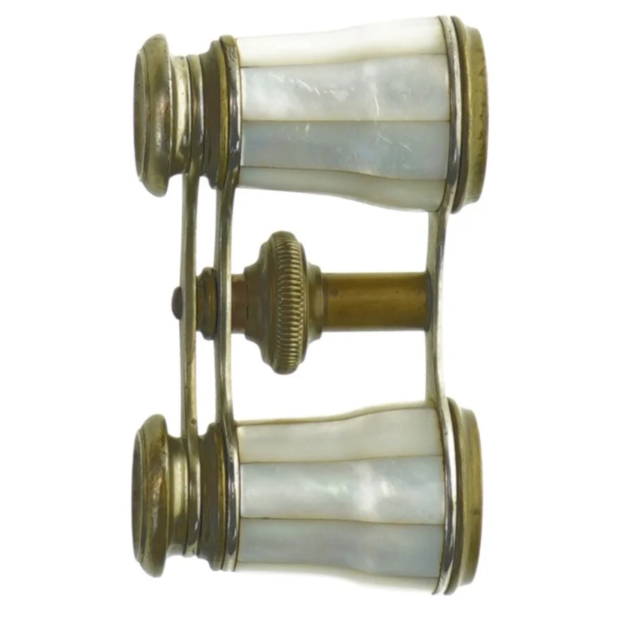 Antik messing/perlemor opera-kikkerter (str. 9 cm)