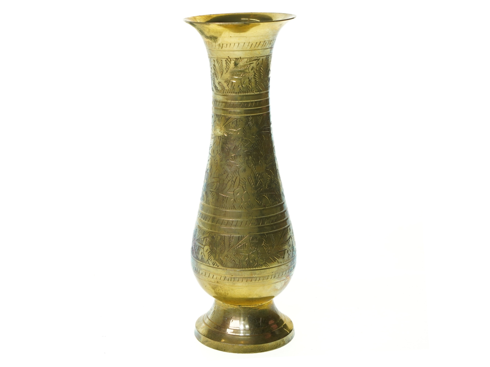 Ciseleret Vase i Messing (str. 20 x 6 cm)