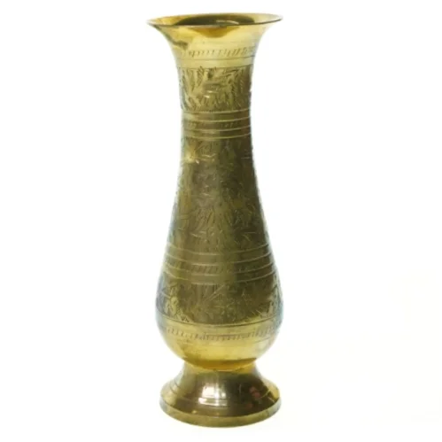 Ciseleret Vase i Messing (str. 20 x 6 cm)