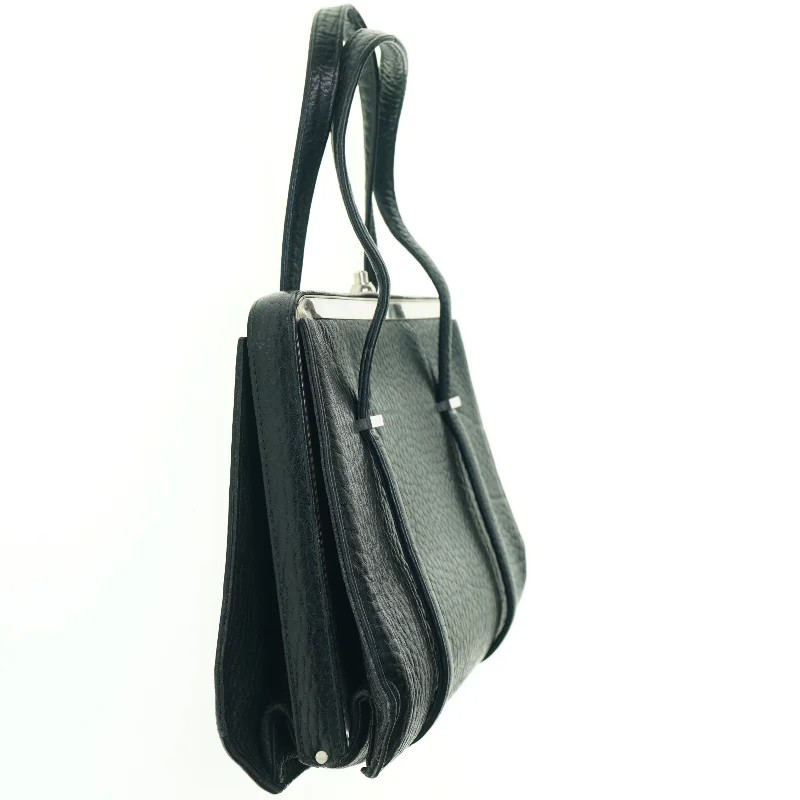 Vintage Læder Hånd Taske fra Bon Gout, foret med rødt læder (str. 30 x 20 cm)