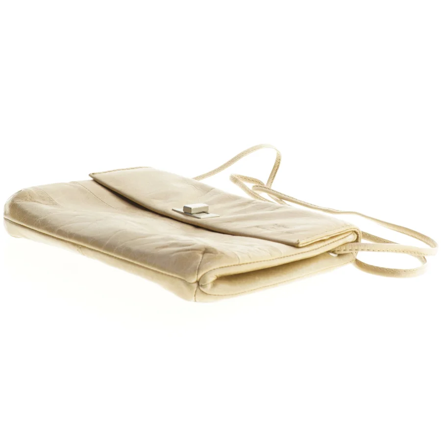 Beige Læder Crossbody skuldertaske (str. 23 x 17 cm)