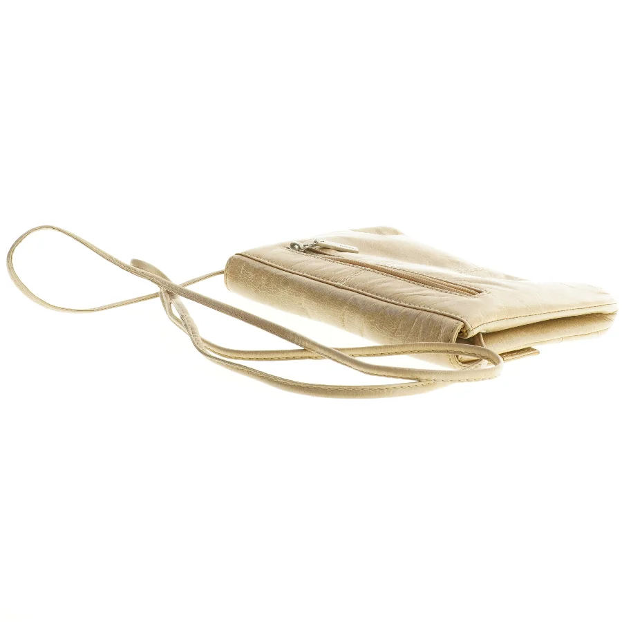 Beige Læder Crossbody skuldertaske (str. 23 x 17 cm)
