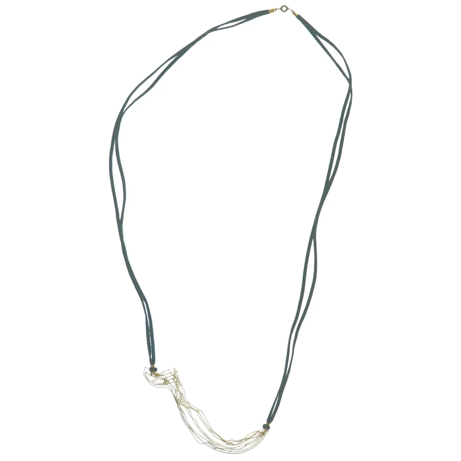 Hals kæde i ruskind og guldkæder (str. 56 cm)