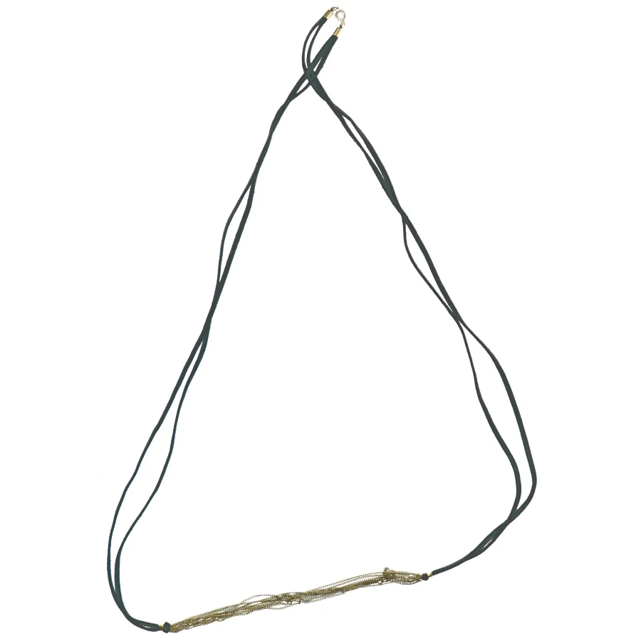 Hals kæde i ruskind og guldkæder (str. 56 cm)