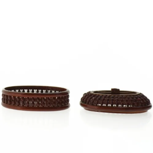 Japansk Traditionel Flettet træbakke med låg (str. 13 x 9 cm)