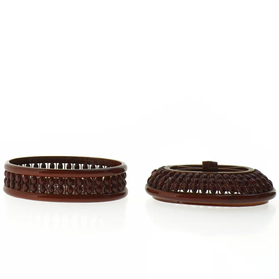 Japansk Traditionel Flettet træbakke med låg (str. 13 x 9 cm)