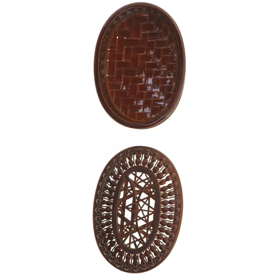 Japansk Traditionel Flettet træbakke med låg (str. 13 x 9 cm)
