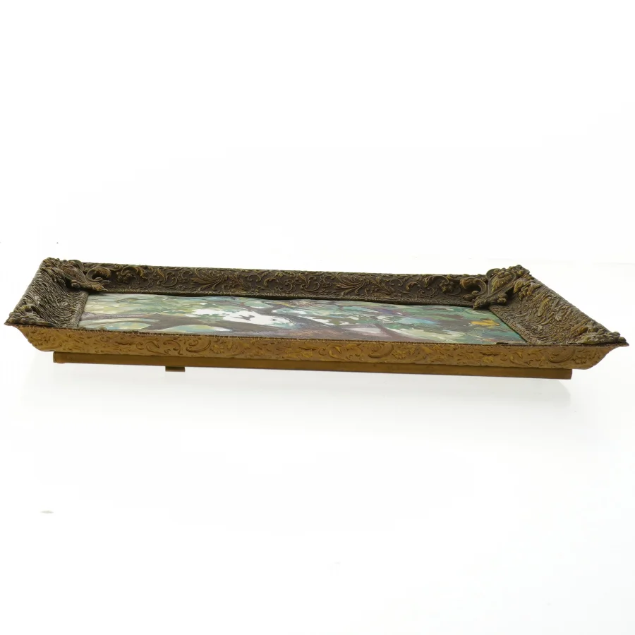 Forgyldt maleri med fuglemotiv (str. 28,5x23 cm)