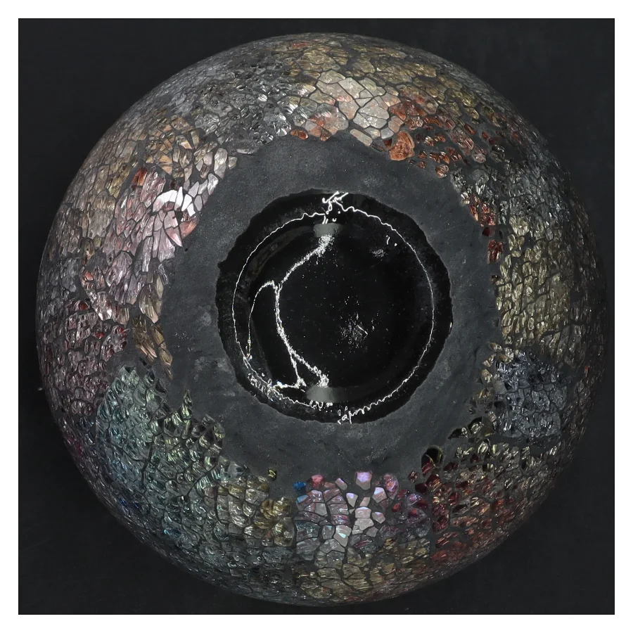 Dekorativ Lisbeth Dahl mosaikvase (str. H. 13 cm. ø. 15,5 cm)