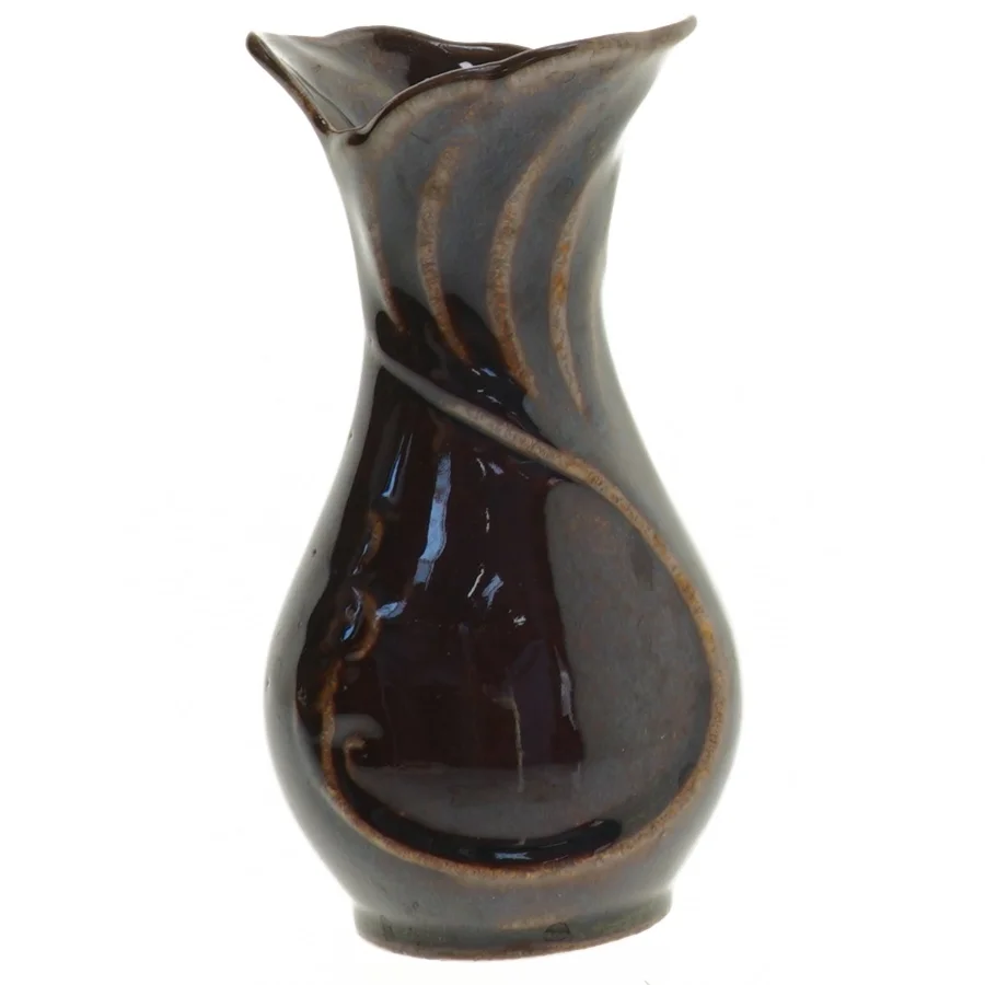 Guld dekoreret keramik vase (str. 15 cm)