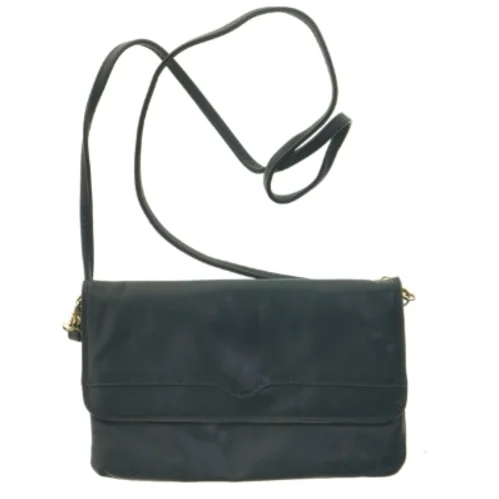 Sort Crossbody skuldertaske i blød glat læder med aftagelig og indstillelig rem (str. 22 x 14 cm)