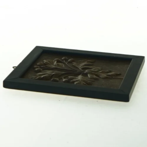 Kobber Væg Relief med blomstermotiv (str. 13,5x12,5 cm)