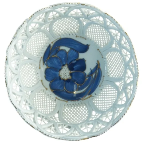 Porcelæns blonde frugtkurv på fod (str. Diameter 18,5 cm h 15 cm)