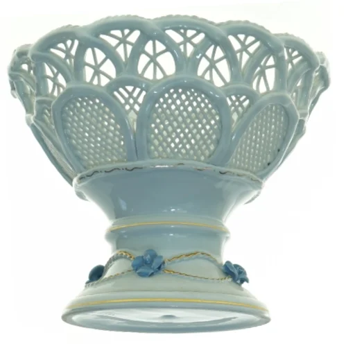 Porcelæns blonde frugtkurv på fod (str. Diameter 18,5 cm h 15 cm)