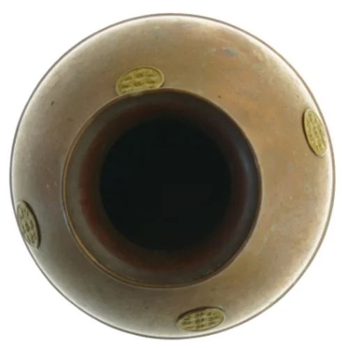 Kobber vase med messing medaljoner (str. 16 cm)