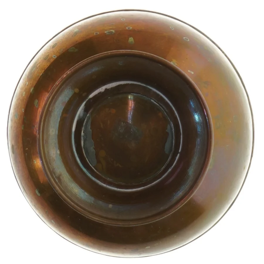 Kobber vase med messing medaljoner (str. 16 cm)