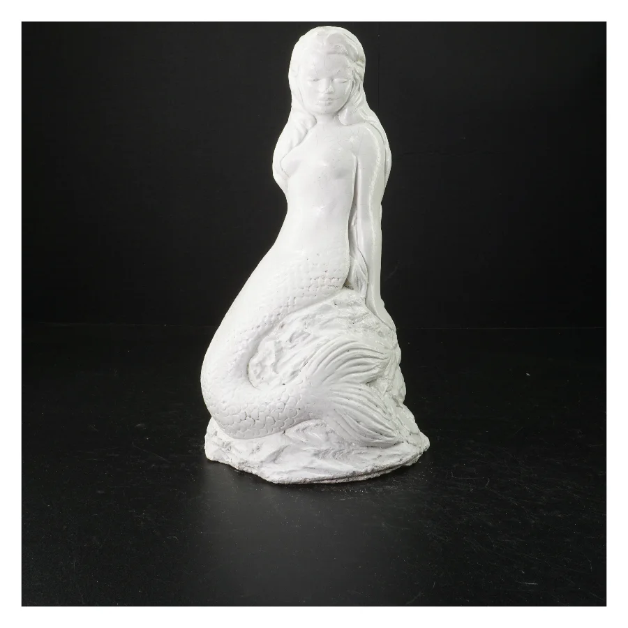 Hvid porcelænsfigur af havfrue (str. 29 cm)