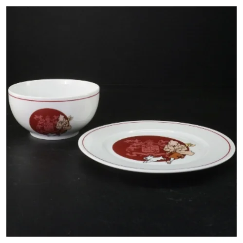 Tintin Kong Ottokars Scepter tallerken og skål sæt (str. Skål ø 13 cm tallerken ø 20 cm)