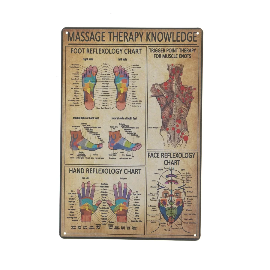 Massage terapi viden metal skilt (str. 30x20 cm)