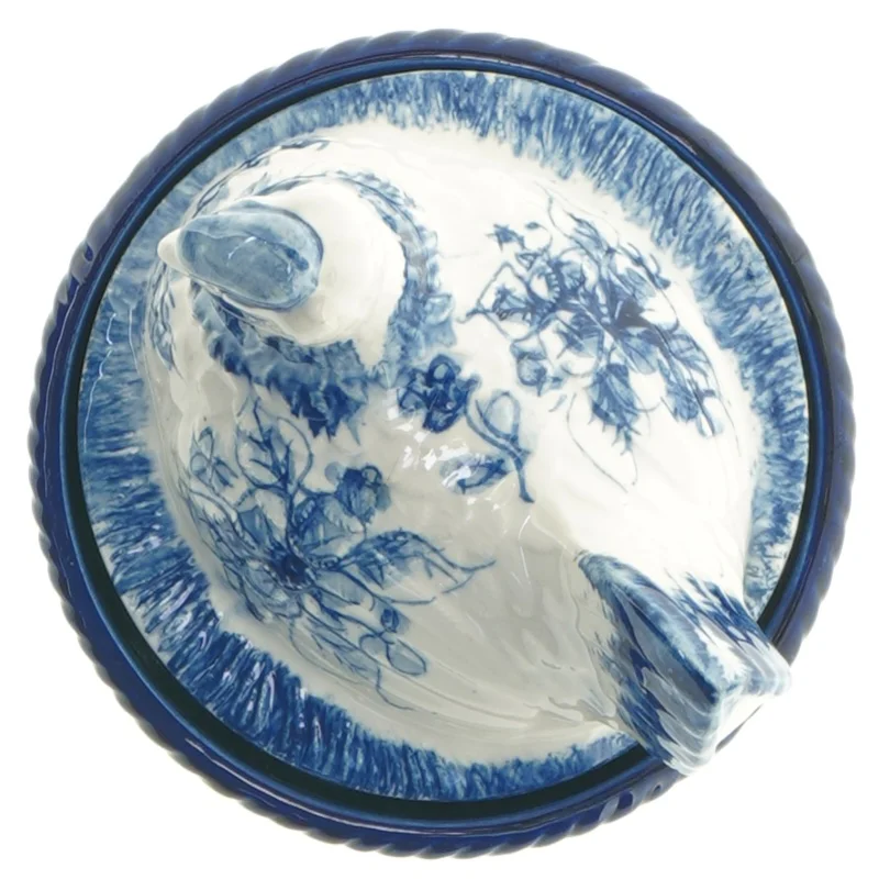 Dekorativ porcelæns høne krukke med låg (str. 12 x 12 cm)