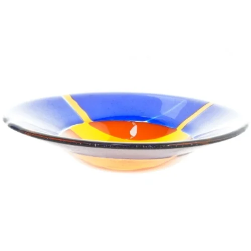 Flerfarvet glaskunst fad (str. 20x3 cm)