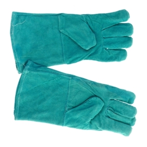 Grønne varmeisolerende Grill handsker i Ruskind (str. 33 x 17 cm)