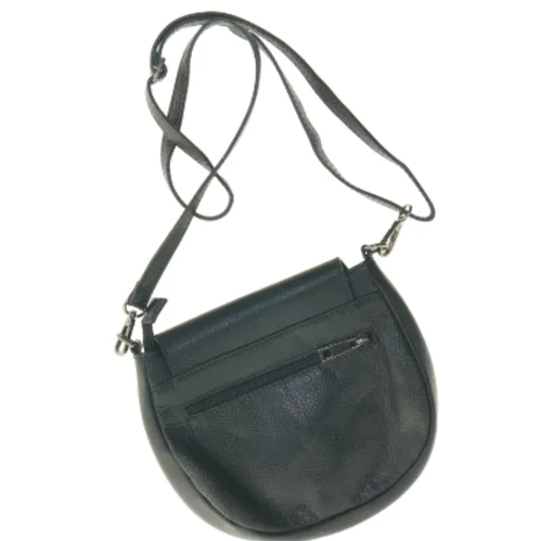 Sort Crossbody skuldertaske I blødt præget læder (str. 22 x 23 cm)