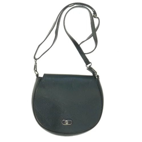 Sort Crossbody skuldertaske I blødt præget læder (str. 22 x 23 cm)