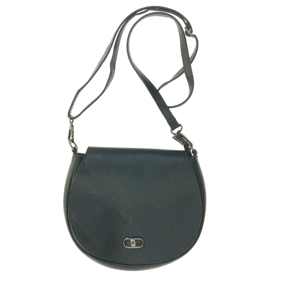 Sort Crossbody skuldertaske I blødt præget læder (str. 22 x 23 cm)