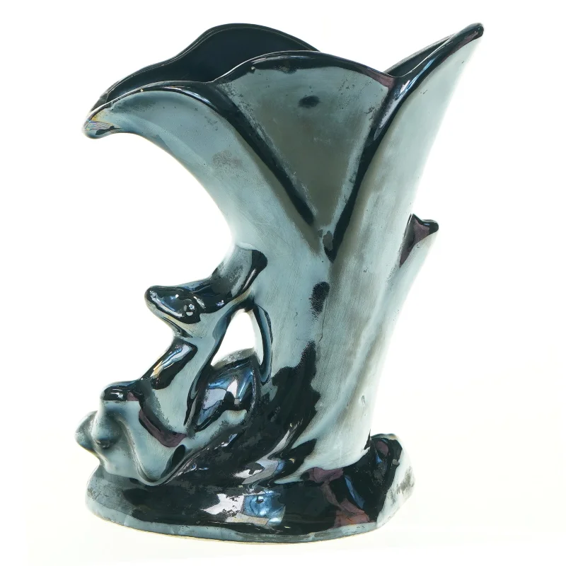 Italiensk Keramik Vase med Hjorte figur (str. 21 cm)