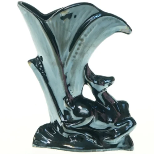 Italiensk Keramik Vase med Hjorte figur (str. 21 cm)