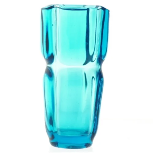 Bøhmisk Vintage Turkis Blå Krystal glas vase fra Tjekkiet (str. 21 cm)