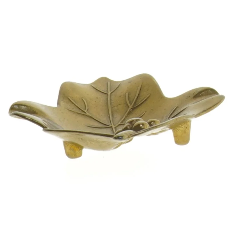 Lille bladformet Messing skål (str. 10x8,5 cm)
