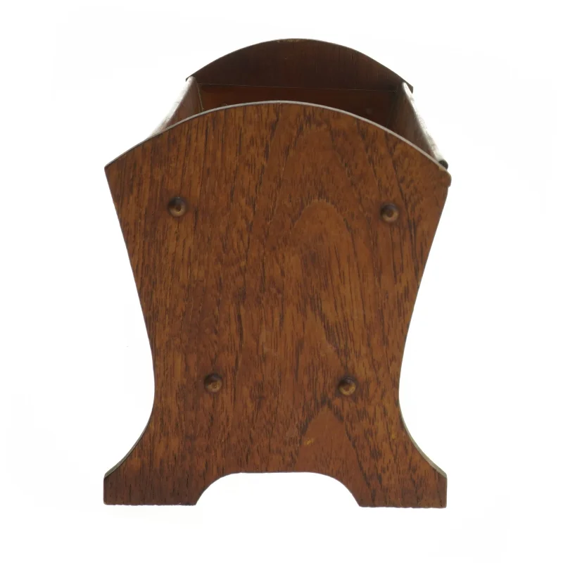 Retro Teak og Kobber metal kurv (str. 29 cm)