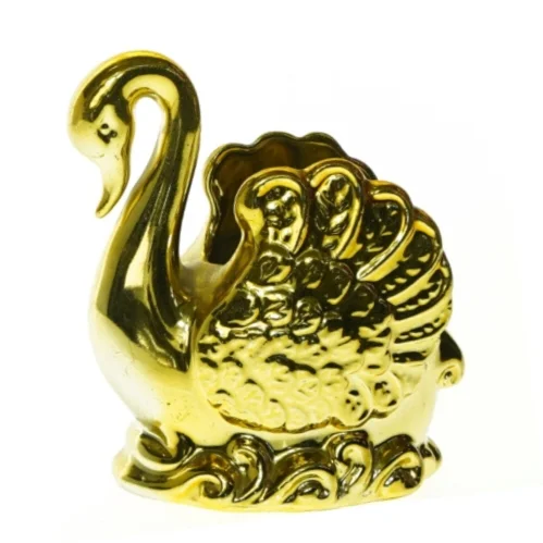 Guldbelagt svane krukke (str. 9 x 12 cm)