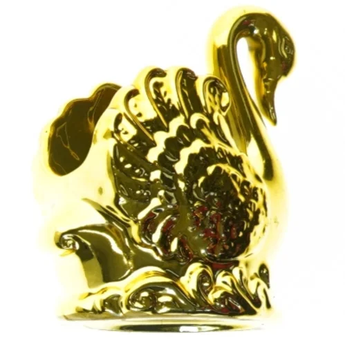 Guldbelagt svane krukke (str. 9 x 12 cm)