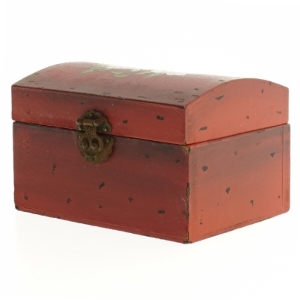 Firkantet trææske med blomsterdekoration (str. 14,5 x 10 x 9 cm)