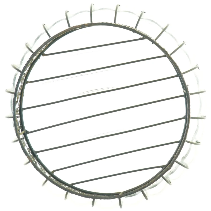 Skål af Glas støbt i metal ramme (str. 30 x 13 cm)