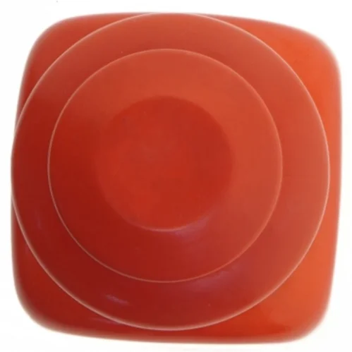 Rød porcelæn beholder med låg (str. 15x9x9 cm)