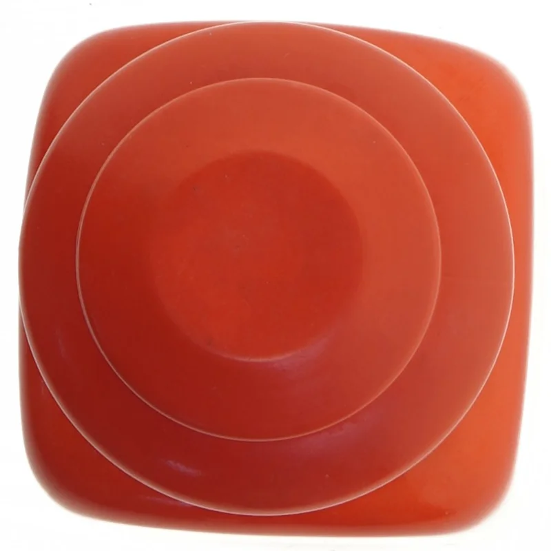 Rød porcelæn beholder med låg (str. 15x9x9 cm)