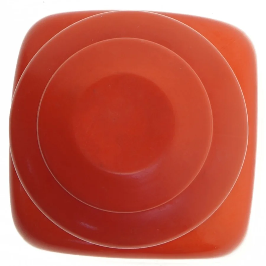 Rød porcelæn beholder med låg (str. 15x9x9 cm)