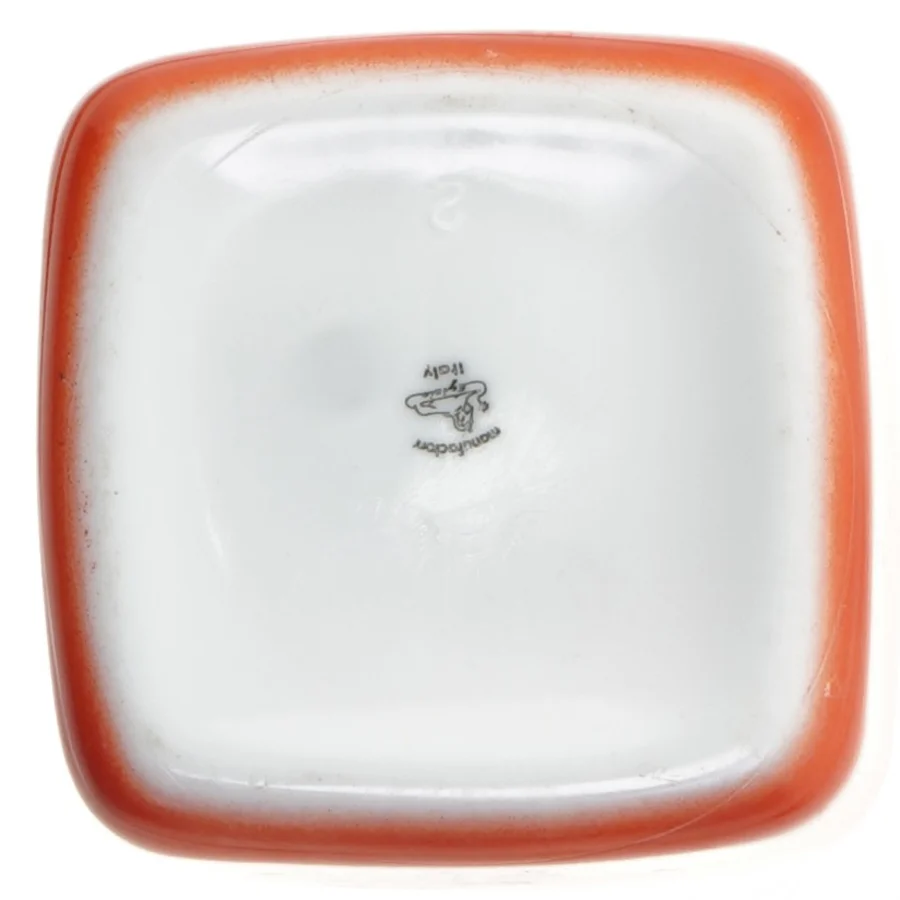 Rød porcelæn beholder med låg (str. 15x9x9 cm)