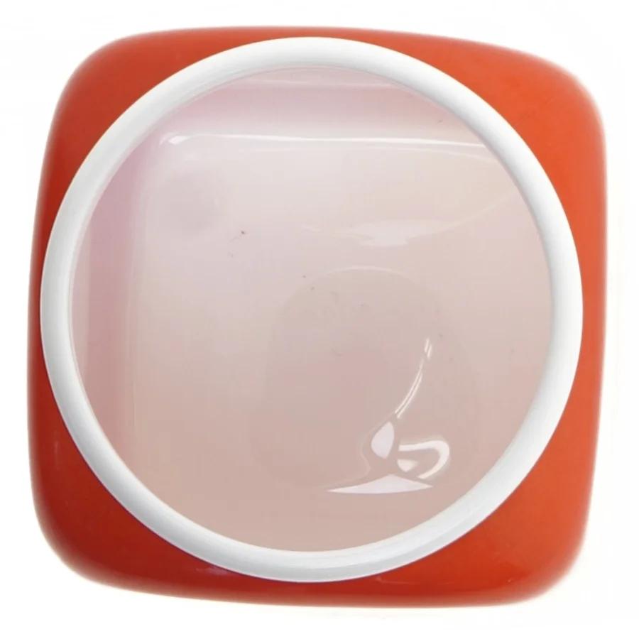 Rød porcelæn beholder med låg (str. 15x9x9 cm)