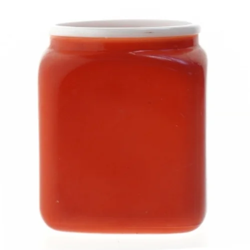 Rød porcelæn beholder med låg (str. 15x9x9 cm)