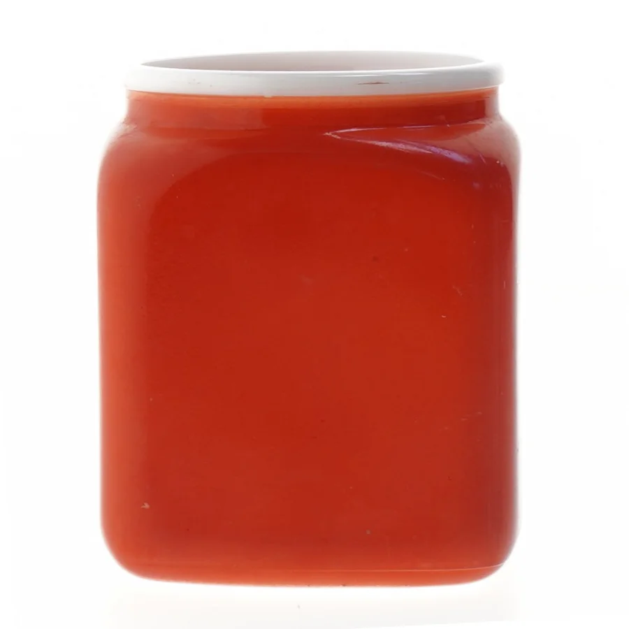 Rød porcelæn beholder med låg (str. 15x9x9 cm)