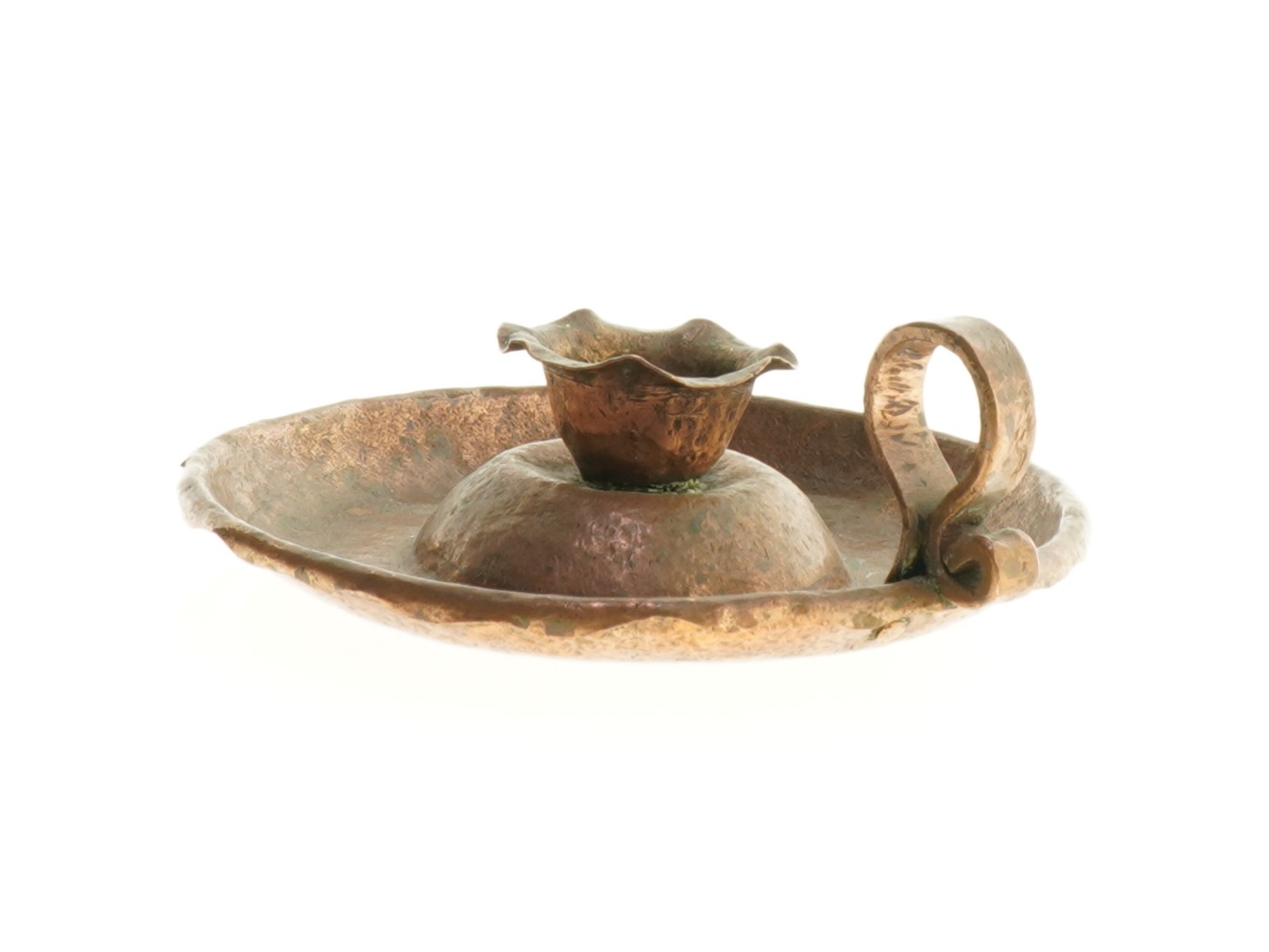 Gammel kobberlysestage (str. 14 cm)