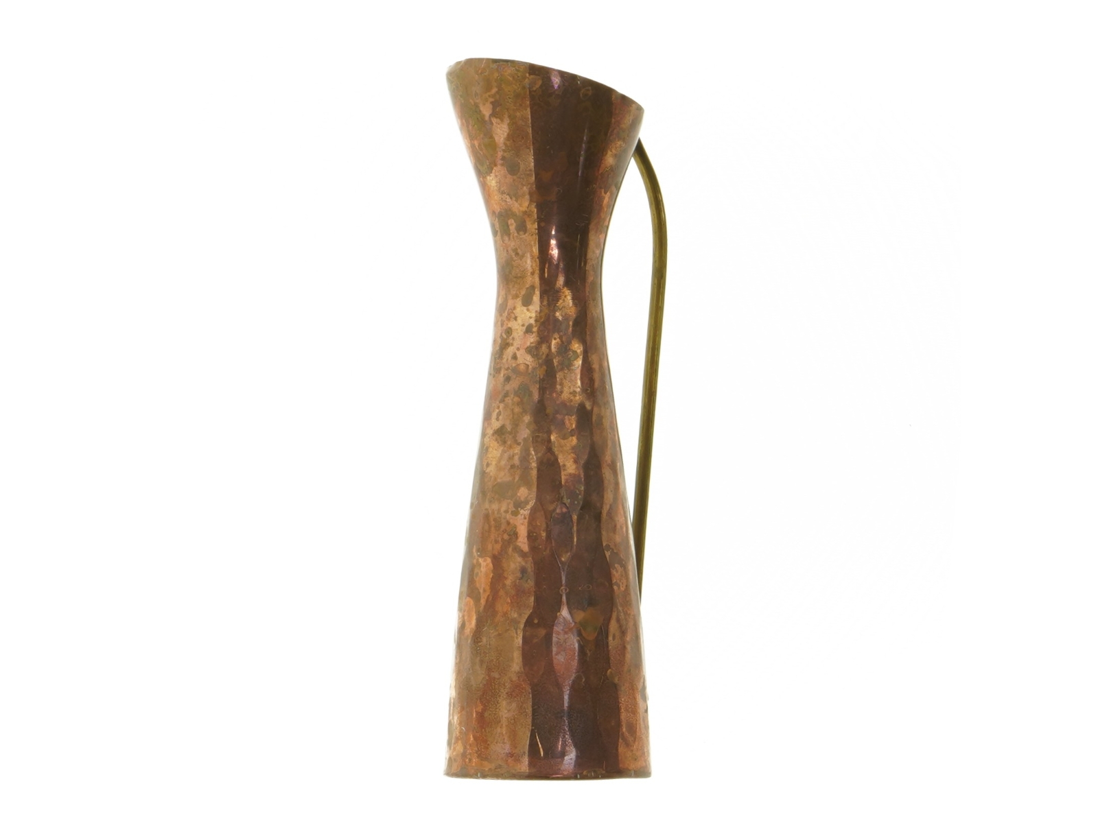 Patineret Kobber vase, kande med messing håndtag(str. 20 cm)