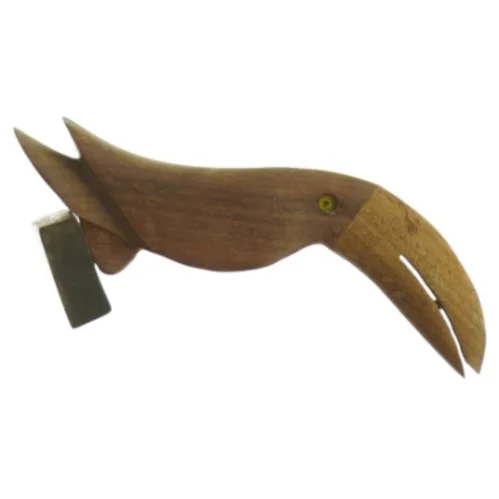 Vintage Håndskåret Træ fugl Tukan (str. 12 x 11 cm)