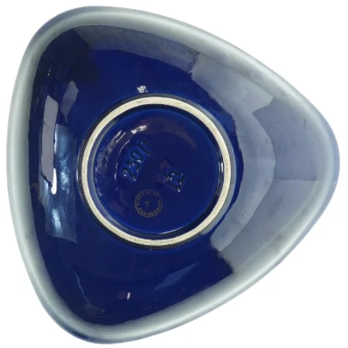 Blå skål med guldmønstre (str. 24 x 24 cm)